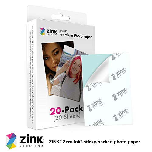 Zink 2"x3" Premium Instant Photo Paper (20 Pack) Compatible with Polaroid Snap, Snap Touch, Zip and Mint Cameras and Printers