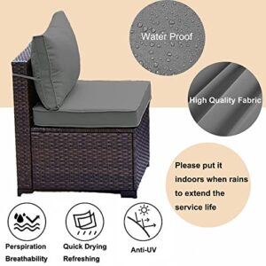 Piltwoff Outdoor 11 Pieces Patio Furniture Seat Cushions Cover Set with Zipper, Windproof Rope, Velcro. High UV Resistant Patio Chair Throw Pillow Covers,Replacement Cover (Grey Covers)