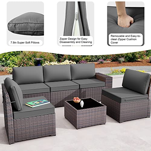 Piltwoff Outdoor 11 Pieces Patio Furniture Seat Cushions Cover Set with Zipper, Windproof Rope, Velcro. High UV Resistant Patio Chair Throw Pillow Covers,Replacement Cover (Grey Covers)