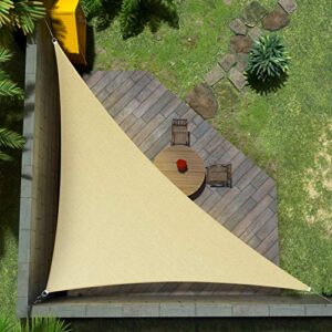 amgo 14′ x 14′ x 19.8′ beige triangle sun shade sail canopy awning shelter fabric ataprt14 – uv block uv resistant heavy duty commercial grade – outdoor patio carport – (we customize)