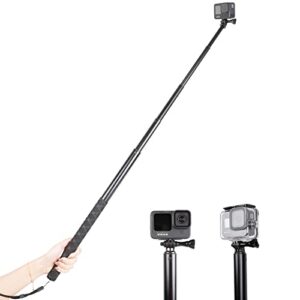 79inch long selfie stick for gopro 11 10 9 8 7 6 5 blcak 4 silver go pro max session, dji osmo action 2,akaso,insta360 one r cameras, 45-200cm extendable pole monopod