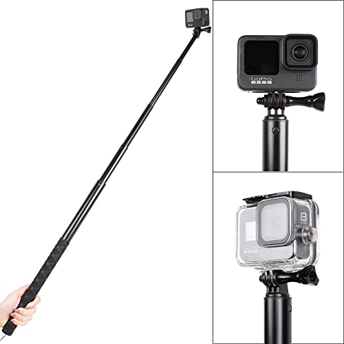 79inch Long Selfie Stick for GoPro 11 10 9 8 7 6 5 Blcak 4 Silver Go Pro Max Session, DJI Osmo Action 2,AKASO,Insta360 One R Cameras, 45-200cm Extendable Pole Monopod