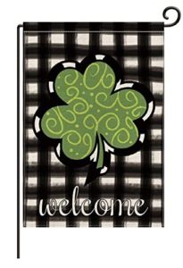 st patricks day garden flag 12.5×18 vertical double sided decorative happy st patricks day shamrock welcome garden flag for outside yard lawn outdoor st patricks day decoration-l27
