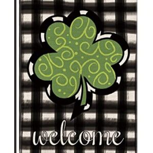 St Patricks Day Garden Flag 12.5x18 Vertical Double Sided Decorative Happy St Patricks Day Shamrock Welcome Garden Flag for Outside Yard Lawn Outdoor St Patricks Day Decoration-L27