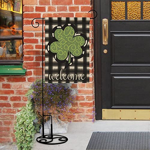 St Patricks Day Garden Flag 12.5x18 Vertical Double Sided Decorative Happy St Patricks Day Shamrock Welcome Garden Flag for Outside Yard Lawn Outdoor St Patricks Day Decoration-L27