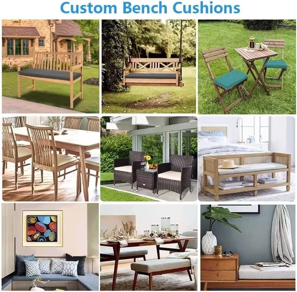 Custom Bench Cushion,Personalized Size Bench Pad with Non-Slip Bottom,Indoor/Outdoor Thickened Foam Furniture Cushions for Garden Patio Bench Swing ,Bay Window Seat Pads,Washable Sofa Cushion