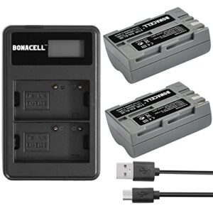 bonacell en-el3e battery(2 pack) 2000mah and lcd dual charger compatible with nikon d700, d300s, d300, d200, d100, d90, d80, d70, d70s, d50 digital slr camera