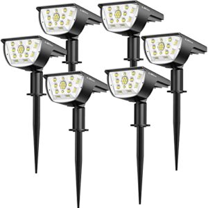 liblins solar landscape spotlights outdoor, [6 pack/3 modes] 2-in-1 solar landscaping spotlights, ip67 waterproof solar powered wall lights for yard garden patio driveway pool (cold white/33 led)