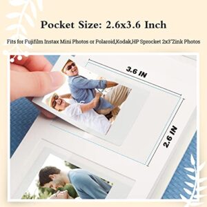 Photo Album with Writing Space for Fujifilm Instax Mini Camera, Polaroid Camera, 64 Pockets Instax Photo Album Polaroid Photo Albums Book for Fujifilm Instax Mini 11 9 8 40 Evo Instant Camera, White