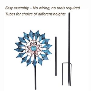 Wind Spinner Emerald 61in Single Blade Easy Spinning Kinetic Wind Spinner for Outside – Vertical Metal Sculpture Stake Construction for Outdoor Yard Lawn & Garden