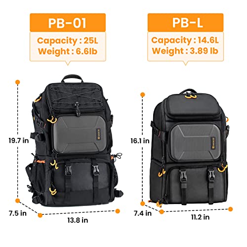 TARION Pro 2 Bags in 1 Camera Backpack Large with 15.6" Laptop Compartment Waterproof Rain Cover Extra Large Travel Hiking Camera Backpack DSLR Bag