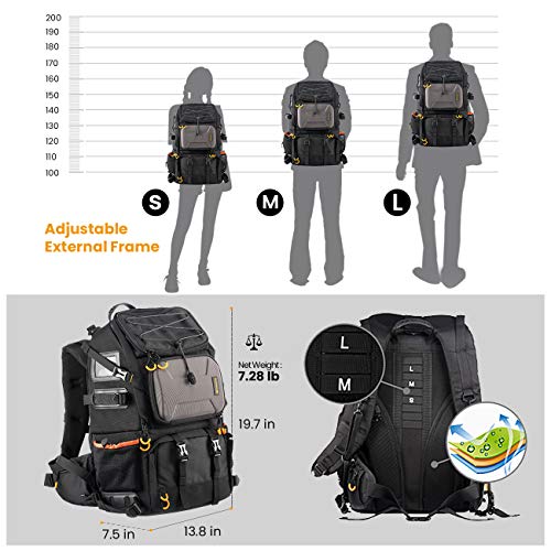 TARION Pro 2 Bags in 1 Camera Backpack Large with 15.6" Laptop Compartment Waterproof Rain Cover Extra Large Travel Hiking Camera Backpack DSLR Bag