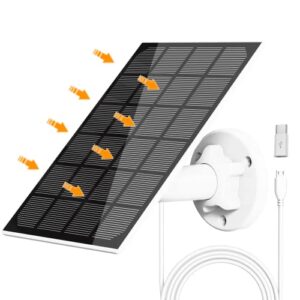 lybuorze solar panel for security camera, solar panel for 5v outdoor camera, micro usb & usb-c port solar panel, ip66 waterproof solar charger for camera, 360° adjustable mounting bracket, 10ft cable