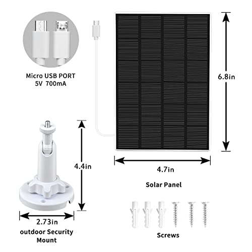 Lybuorze Solar Panel for Security Camera, Solar Panel for 5V Outdoor Camera, Micro USB & USB-C Port Solar Panel, IP66 Waterproof Solar Charger for Camera, 360° Adjustable Mounting Bracket, 10ft Cable