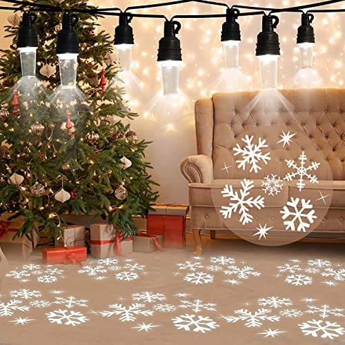 Afirst Snowflake Projection Christmas Lights - 10 Shatterproof Bulbs 31.5FT Decorative String Lights for Outdoor Indoor Patio Garden Party Lighting & Decoration