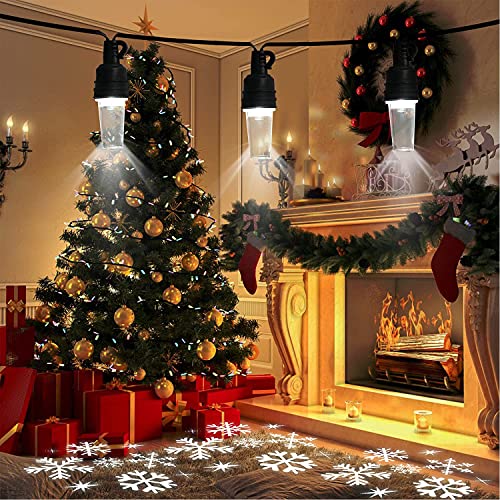 Afirst Snowflake Projection Christmas Lights - 10 Shatterproof Bulbs 31.5FT Decorative String Lights for Outdoor Indoor Patio Garden Party Lighting & Decoration