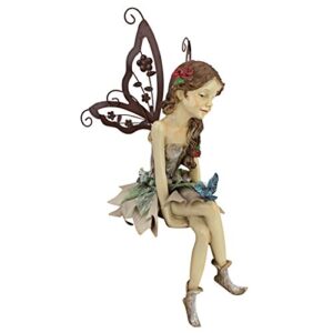 design toscano hf326063 fannie the garden fairy sitting statue, 12 inch, 12″, single