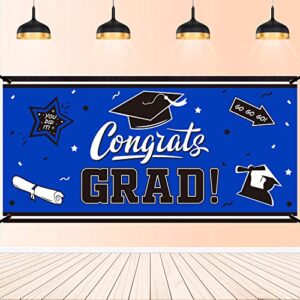 graduation backdrop banner blue large congrats grad party supplies decorations photography background for 2023 graduation party