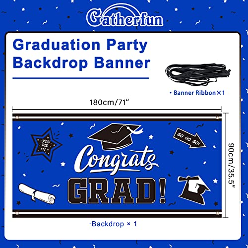 Graduation Backdrop Banner Blue Large Congrats Grad Party Supplies Decorations Photography Background for 2023 Graduation Party