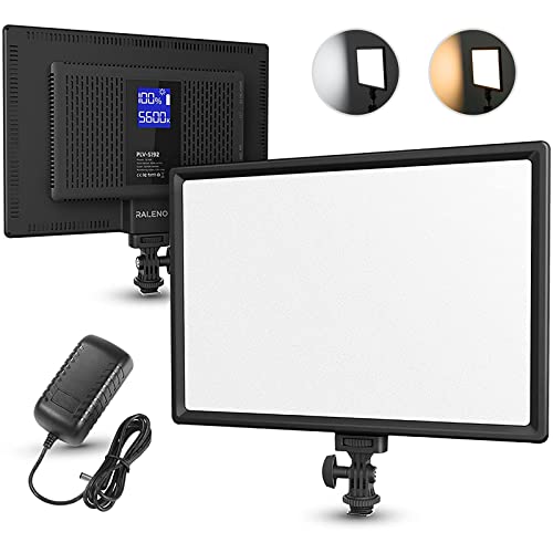 RALENO LED Video Soft Light Panel | Studio Photography, Live Streaming, Video Conferencing | Camera Light Built-in Dual Rechargeable Battery, Adjustable Brightness and Color Temperature, Ultra-Thin