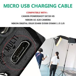 3FT Replacement USB Nikon Photo Transfer Cable Cord for Nikon D3400 D3500 D5600 D7500 Camera USB Cable Cord Nikon Camera Cord 1J5 Camera Accessories UC-E20 Charging Cable for Canon PowerShot SX720 HS