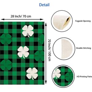 Fukeen St Patricks Day Green Black Buffalo Plaids House Flag 28x40 Inch Ireland Lucky Clover Shamrock Blessed Spring Farmhouse Holiday Decorations Small Yard Flags Garden Double Sided Outside