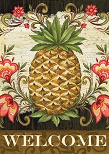 toland home garden 101163 pineapple & scrolls welcome flag 28×40 inch double sided welcome garden flag for outdoor house spring flag yard decoration