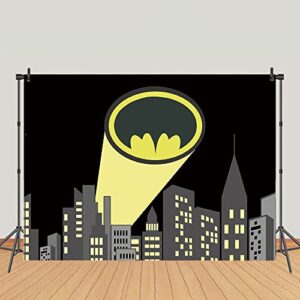 QHY 7x5ft Superhero Super City Photography Backdrops Skyline Buildings City Boom Photo Background Children Birthday Party Banner Photo Studio Booth Cake Table Decor