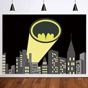 QHY 7x5ft Superhero Super City Photography Backdrops Skyline Buildings City Boom Photo Background Children Birthday Party Banner Photo Studio Booth Cake Table Decor