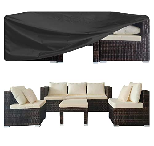 Garden Balsam Patio Furniture Cover Outdoor Table and Chair Set Covers Outdoor Dining Set Cover Outdoor Sectional Sofa Set Covers Water Resistant Rectangle 74"L X 47"D X 28"H Black