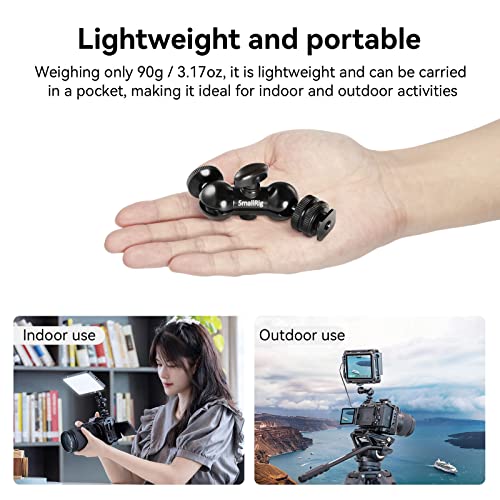 SmallRig Cool Ballhead, Multi-Function Double Ball Dead Adapter with Shoe Mount & 1/4" Screw for Monitors Led Light Microphone - 1135