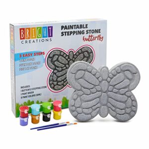 paint your own stepping stones kit for kids diy arts and crafts, garden décor, 8 paint colors, 2 brushes