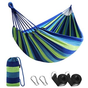 anyoo garden cotton hammock comfortable fabric hammock with tree straps for hanging durable hammock up to 450lbs portable hammock with travel bag,perfect for camping outdoor/indoor patio backyard