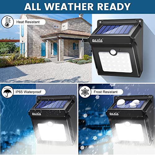 BAXIA TECHNOLOGY Solar Outdoor Lights Wireless Security Motion Sensor Outdoor Lights Solar Lights Outdoor Waterproof for Front Door,Backyard,Steps,Garage,Garden (400LM,4 Packs)