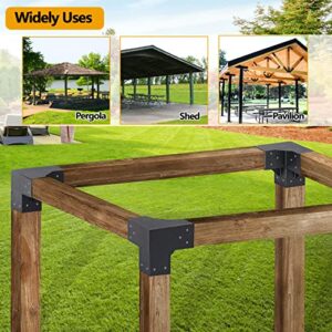 Neorexon Pergola Kit Elevated Wood Stand Kit Woodwork for 4"x 4" (Actual 3.6 X 3.6 inch), Solid Stainless Steel 304 Wooden Gazebo Kit for Outdoor 3 Way Right Angle Corner Bracket with Screws