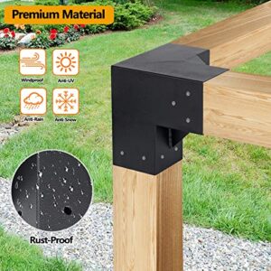 Neorexon Pergola Kit Elevated Wood Stand Kit Woodwork for 4"x 4" (Actual 3.6 X 3.6 inch), Solid Stainless Steel 304 Wooden Gazebo Kit for Outdoor 3 Way Right Angle Corner Bracket with Screws