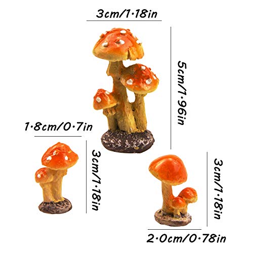 ODDIER 3pcs Resin Mushroom Miniature Fairy Garden Decoration Accessories Garden Sculptures Statues,Yard Garden Decor for Outside Gnomes Outdoor Decor for Patio Zen Garden