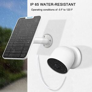 4W Solar Panel Charging Compatible with Google Nest Cam Outdoor/Indoor (Battery),with Anti-Theft Security Chain, IP65 Weatherproof,Includes Secure Wall Mount(White) (2)