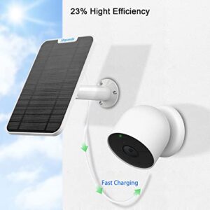 4W Solar Panel Charging Compatible with Google Nest Cam Outdoor/Indoor (Battery),with Anti-Theft Security Chain, IP65 Weatherproof,Includes Secure Wall Mount(White) (2)