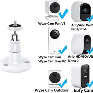 3 Pack Wall Mount for Ring Camera&Stick Up Cam Wired/Indoor Cam//Battery Cam/Ring Plug-in HD Security Cam,Indoor Outdoor Bracket for Wyze Cam Pan/V2 /V3/Outdoor, 360° Adjustable Mounting Bracket