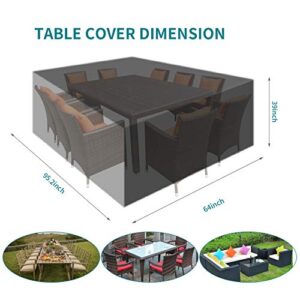 Patio Furniture Covers HioHa Outdoor Sectional Sofa Covers Outdoor Table and Chair Covers Water Resistant All Weathers, Heavy Duty 600D Oxford Fabric Rectangular Outdoor sectional Covers (96"x64"x40")