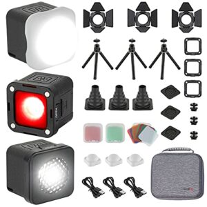 smallrig rm01 mini led video light (3 pack) , watreproof portable lighting kit with 8 color filters, dimmable fill photography light 5600k cri95 for smartphone, action and dslr camera 3469