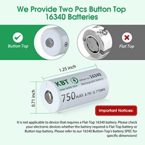 KBT Rechargeable 123A Battery Charger:2 Slot Smart Charger with 4pack 750mAh Lithium Battery for Arlo Camera VMC3030 VMK3200 VMS3230/3330/3430/3530 & Flashlight & Headlamp