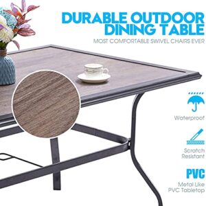 VICLLAX Outdoor Dining Table, Square Patio Furniture Table with Umbrella Hole