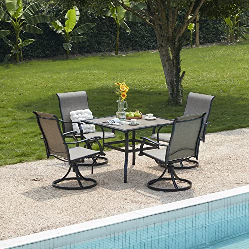 VICLLAX Outdoor Dining Table, Square Patio Furniture Table with Umbrella Hole