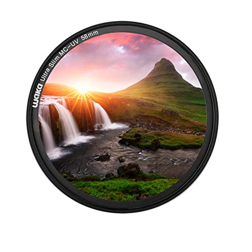 waka 58mm MC UV Filter - Ultra Slim 16 Layers Multi Coated Ultraviolet Protection Lens Filter for Canon Nikon Sony DSLR Camera Lens