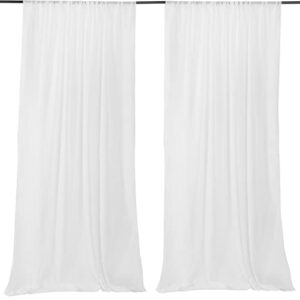 hahuho white backdrop curtains 10ft by 7ft chiffon backdrop drapes for wedding party event photography stage decoration（2 panels, 5ft x 7ft, white）