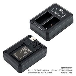 JJC NP-W126 Battery Charger USB Dual Slot for Fuji Fujifilm X-T3 X-T2 X-T1 X-S10 X-T30 X-T20 X-T10 X-T200 X-T100 X100V X100F X-H1 X-PRO3 X-PRO2 X-E4 X-E3 X-E2 X-E2S X-E1 X-A7 and More Fujifilm Cameras