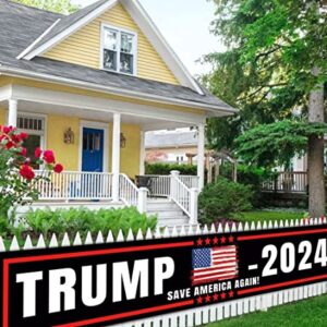 CHXSM Donald Trump 2024 Flag Trump 2024 Save America Again Sign Banner 2024 Trump Re-Elect Advertising Banner for Yard Garden Fence Outdoor Indoor Hanging Decor (9.8 X 1.6 FT)