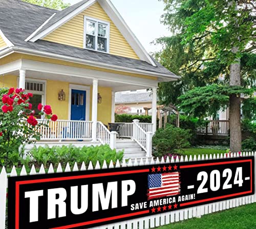 CHXSM Donald Trump 2024 Flag Trump 2024 Save America Again Sign Banner 2024 Trump Re-Elect Advertising Banner for Yard Garden Fence Outdoor Indoor Hanging Decor (9.8 X 1.6 FT)